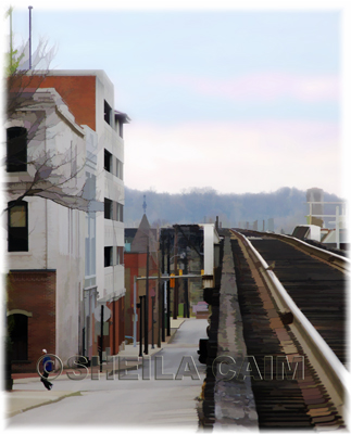railroad tracks through a city