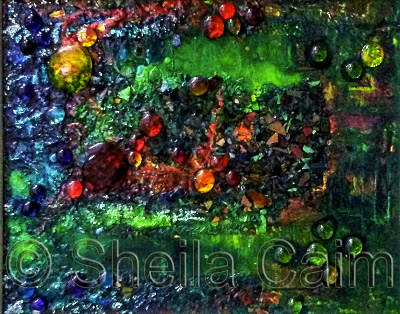 acryic and glass pieces abstract painting